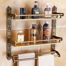GobekUsa Antique Bronze Carved Aluminum Bathroom Accessories Set: Towel Rack, Paper Holder, Hooks