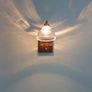 GobekUsa Clear Glass LED Wall Light Walnut Copper Stair Fixture