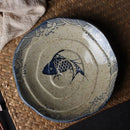 GobekUsa Japanese Fish Print Ceramic Tableware - Special-shaped Large Dinner Plate Set