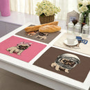 GobekUsa Cute Dog Linen Dining Mats Coasters 42*32cm Home Decor
