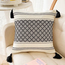 GobekUsa Blue Diamond Jacquard Tassel Cushion Cover 45x45cm