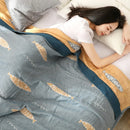 GobekUsa Kawaii Fish Cotton Gauze Blanket