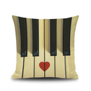 GobekUsa Letter Notes Piano Graphic Print Linen Pillowcase 45x45cm Living Room Decor