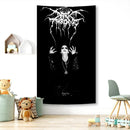 GobekUsa Black Metal Hippie Hotel Tapestry Flag for Bohemian Bedroom Art