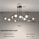 GobekUsa Glass Globe Black Led Pendant Chandelier - Nordic Style Dining Room Decor