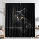 GobekUsa Black Cat Color Owl Modern Printed Curtain Set