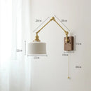 GobekUsa Copper Wall Lamp with Pull Chain Switch, Nordic Design, LED Bulb, Ceramic Lampshade
