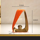 GobekUsa Geometric Triangles Golden Ball Skeleton Sculpture: Abstract Home Decor Figurine