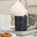 GobekUsa Nordic Gold Rim Mug Set - Light Luxury Ceramic Coffee Cups with Handle