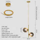 Nordic Glass Globe Pendant Light in Gold and White