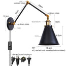 GobekUsa LED Long Arm Wall Lamp with Pull Chain Switch for Home Hotel Bathroom