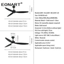 GobekUsa 60" Modern DC Ceiling Fan with LED Light and Remote Control