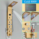 GobekUsa LED Blue Light Shower System with Temperature Display, Massage Column, Waterfall Rainfall