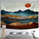 Abstract Mountains Oil Painting Tapestry Wall Hanging for Boho Witchcraft Aesthetics Room Decor by GobekUsa