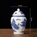 GobekUsa Blue & White Porcelain Tea Pot Sealed Storage Container