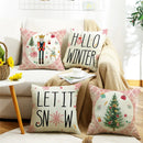 GobekUsa Christmas Letter Print Linen Throw Pillow Cover for Holiday Home Decoration