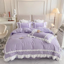 GobekUsa Korean Princess Lolita Bed 4-Piece Set in Solid Washed Cotton