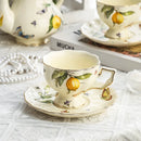 GobekUsa Lemon Pattern Porcelain Tea Set: Teapot, Kettle, Handle Cup, Mugs