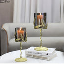 GobekUsa Golden Branches Candle Holders Metal Glass Candlestick Aroma Container