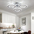 GobekUsa Crystal Chandelier 3Rings Chrome Pendant Light for Bedroom Living Room