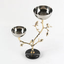 GobekUsa Golden Bird Metal Snack Bowl with Branches and Birds Fruit Platter