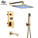 GobekUsa Gold Digital Shower Set with 3-Functions LED Rainfall Head