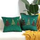 GobekUsa Christmas Tree Embroidered Pillow Covers - Festive Cushion Cover 45x45cm