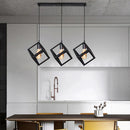 GobekUsa Black Geometric Square Pendant Light for Kitchen Island, Bedroom, Hallway