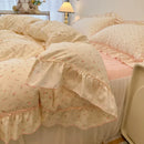 GobekUsa Lace Bedding Set: Printed Design, Single Queen Size, Cozy Quilt Cover, Fitted Sheet, 2 Pillowcases