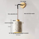 GobekUsa Cement Wood Wall Light Pull Chain Switch Adjustable Socket Nordic Modern Provencal
