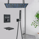 GobekUsa LED Thermostatic Rainfall Shower System with Tub Spout Mixer Tap & Brass Head