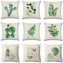 GobekUsa Green Leaves Decorative Pillow Case - Simple Style Cotton Linen Sofa Cushion Cover