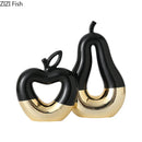 GobekUsa Gold Apple Pear Statue Ceramic Ornaments Desk Decoration Modern Crafts Sculpture