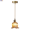 GobekUsa Amber Glass LED Pendant Light - Modern Copper Hanging Fixture