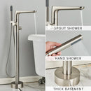 GobekUsa Dual Handle Black Waterfall Bathtub Faucet Floor Standing Set for Bathroom