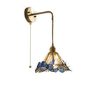 GobekUsa LED Butterfly Glass Wall Lamp Sconce with Pull Chain Switch