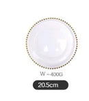 GobekUsa Gold Beads Glass Plate, Large Round Fruit Plate for Stylish Dining