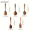 GobekUsa 5PCS Teak Wooden Cooking Spoon Set - Natural Kitchen Tableware Tools