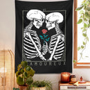 GobekUsa Kissing Lovers Tarot Tapestry: Skeleton & Rose Hippie Room Decor