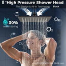 GobekUsa Black Full Shower System Set with Rain Pressure Spray Head and Faucet Panel