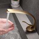 GobekUsa Bronze Waterfall Bathroom Faucet: Brass Basin Mixer Tap for Hot & Cold Water