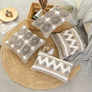 GobekUsa Boho Style Tufted Cushion Cover with Tassel, Gray Embroidery, 45x45cm