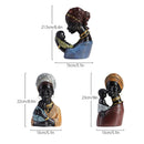 GobekUsa African Exotic Black Mother And Child Resin Statues Retro Figurines For Home Decor
