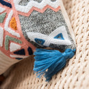 GobekUsa Geometric Embroidered Cushion Cover with Tassels for Home Decor