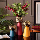 GobekUsa Gold Hammer Pattern Ceramic Vase: Creative Plant Pot for Table Decoration and Floral Arrangement