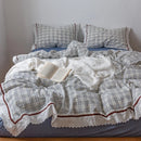 GobekUsa Korean Seersucker Lace Ruffles Bedding Set for Girls