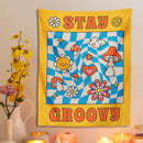 GobekUsa Groovy Mushroom Tapestry: Retro Psychedelic Hippie Wall Decor