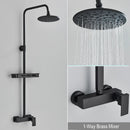 GobekUsa Black Rainfall Shower Faucet Set with Bathtub Tap and Height Adjust Shower Mixer