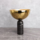 GobekUsa Golden Fruit Bowl Marble Base Handicraft Tray Vase Figurine Metal Container