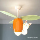 GobekUsa Kids Room Rabbit Carrot Helicopter Ceiling Fan Lamp Boy Girl Bedroom